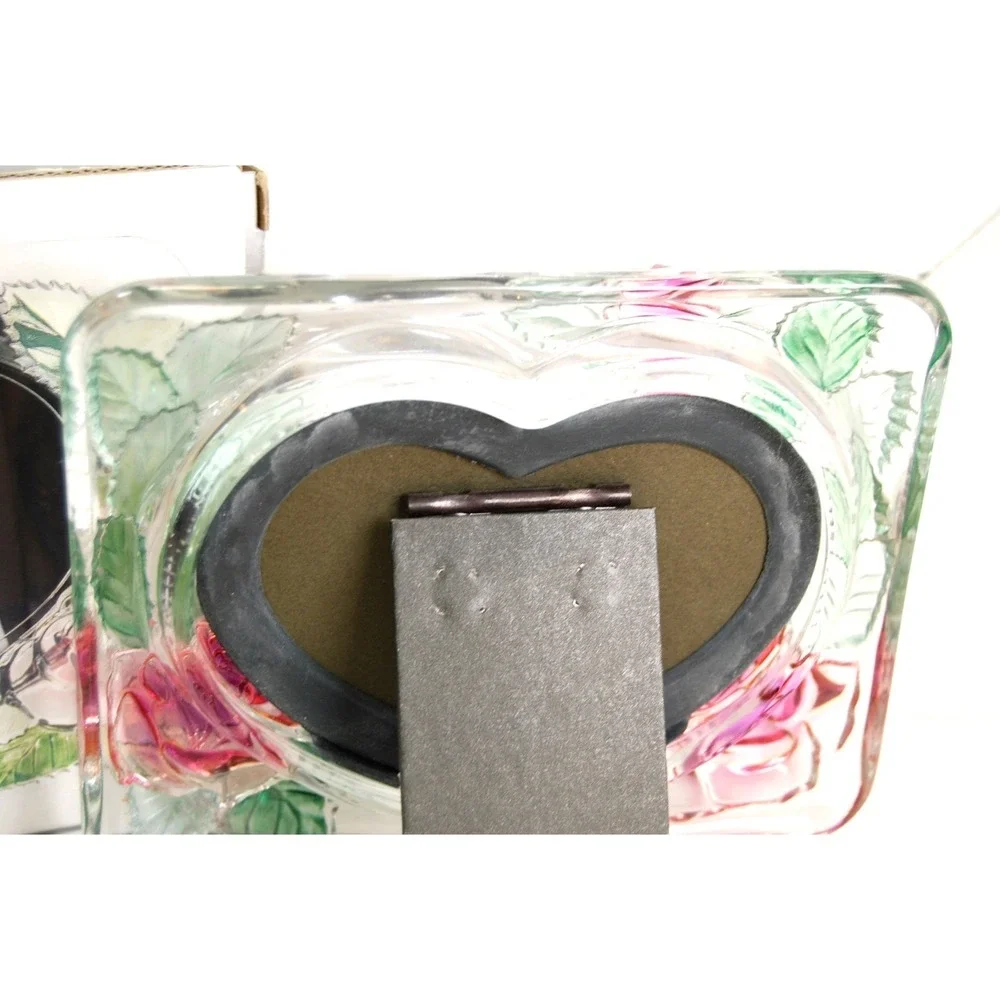 Vintage Glass Picture frame NWT Studio Nova Etched painted roses‎ 4x6 Home Decor